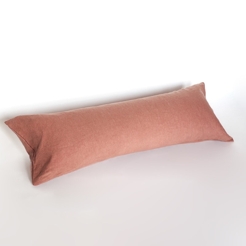 100% French Linen 16" x 44" Lumbar Sham by BOKSER HOME - Pillow Covers - 16" x 44" - Clay
