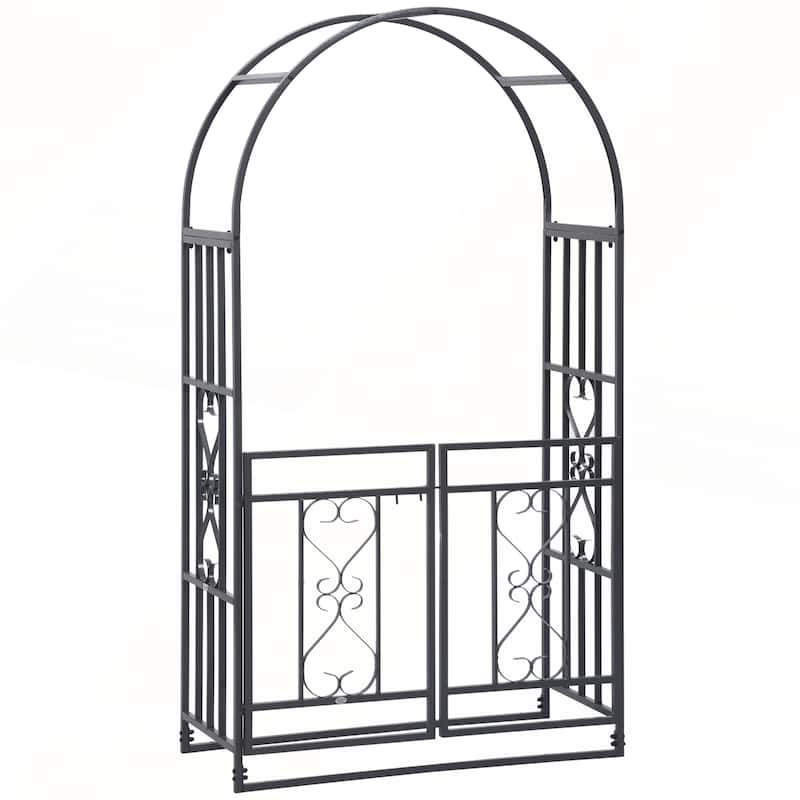 Outsunny 81in Metal Garden Arbor with Double Doors