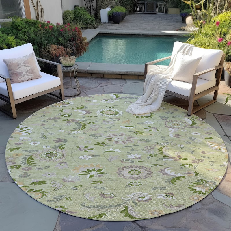 Machine Washable Indoor/ Outdoor Traditional Chantille Rug - Aloe - 8' x 8'