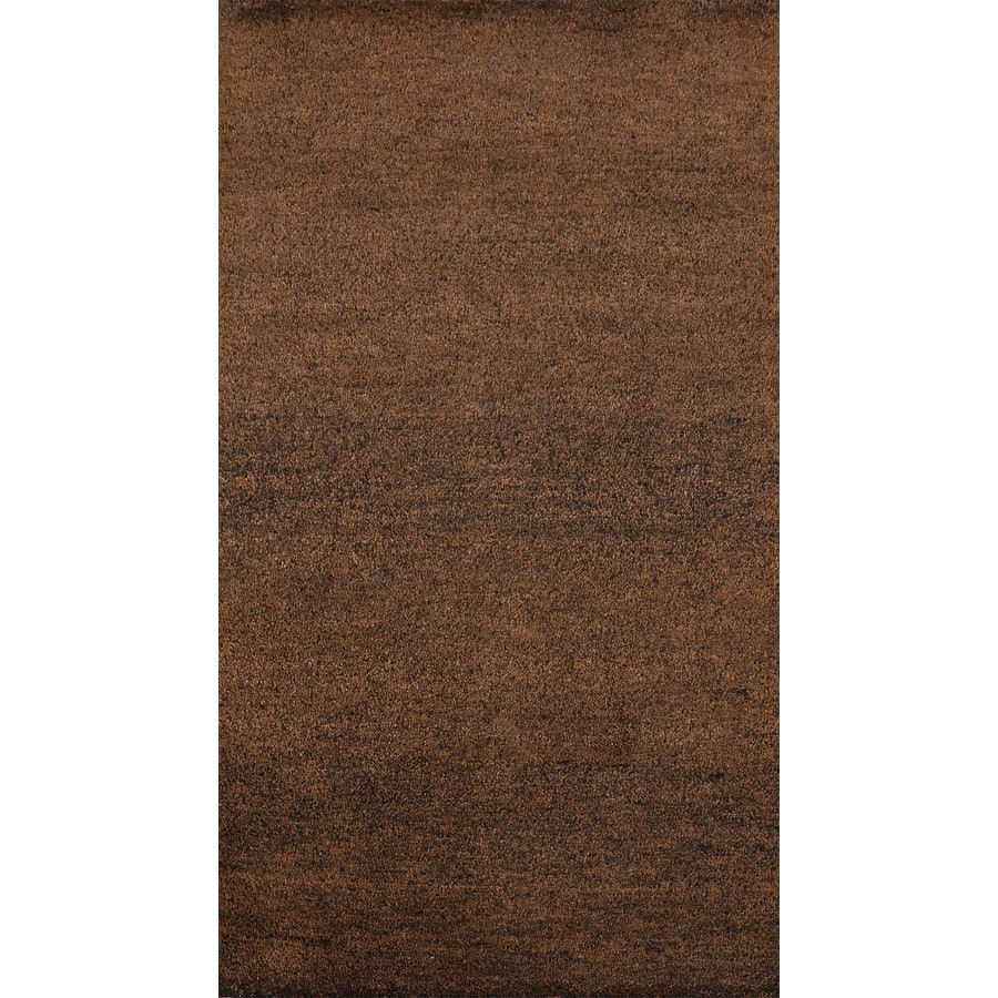 Hand Knotted Oriental 100% Wool Carpet Modern Solid Brown Gabbeh Runner Rug - 4' 6'' X 2' 5''