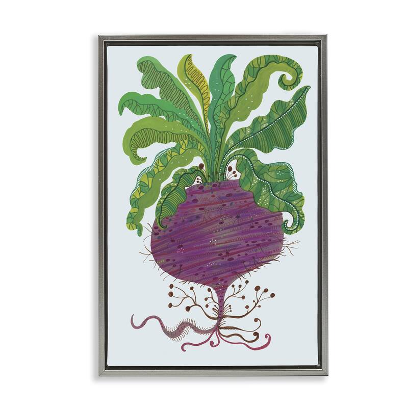 Stupell Stylized Beetroot Vegetable Framed Floater Canvas Wall Art Design By Kay Widdowson - 21 x 31 - Grey