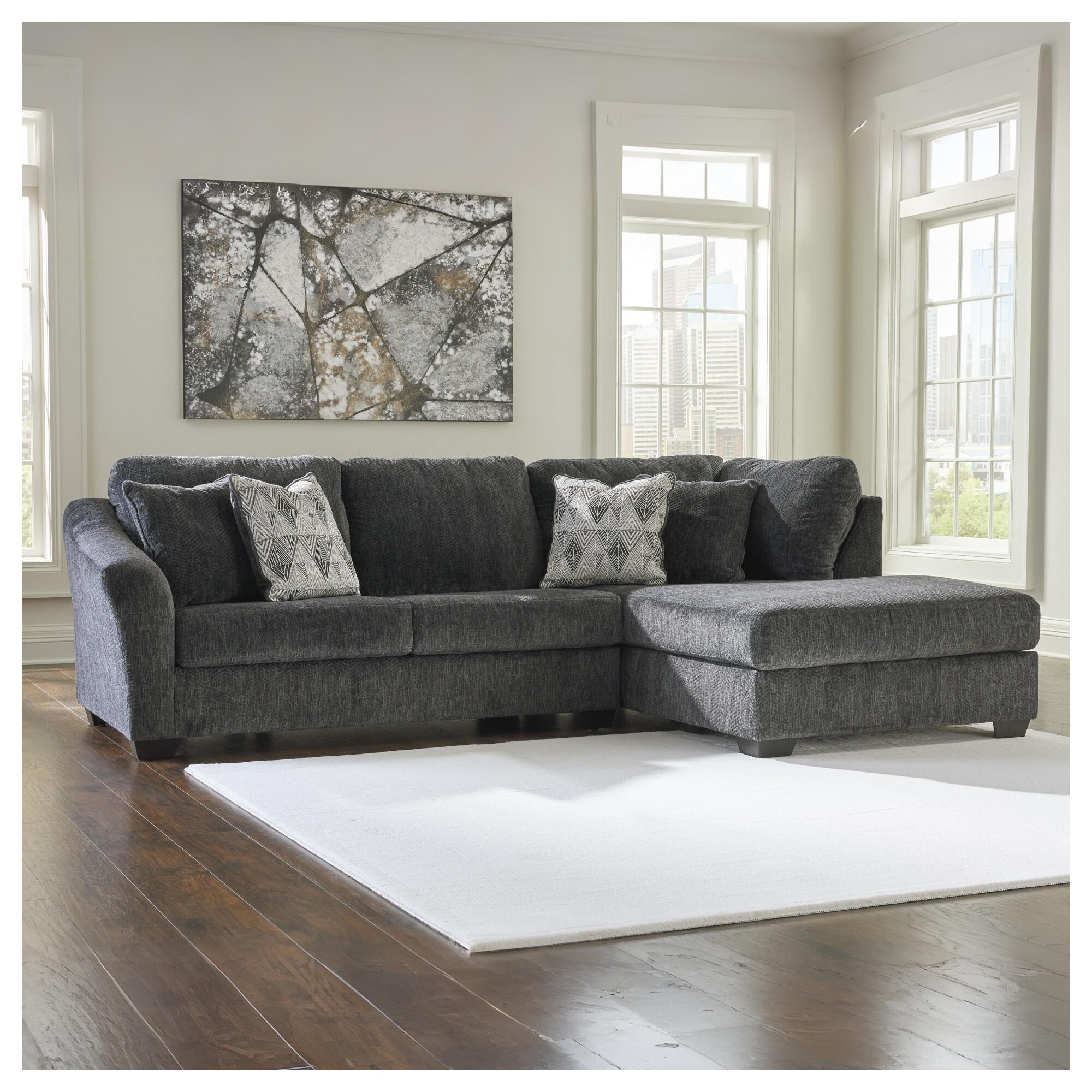 Signature Design by Ashley Biddeford Ebony 2-Piece Sectional with Chaise - 120"W x 75"D x 40"H