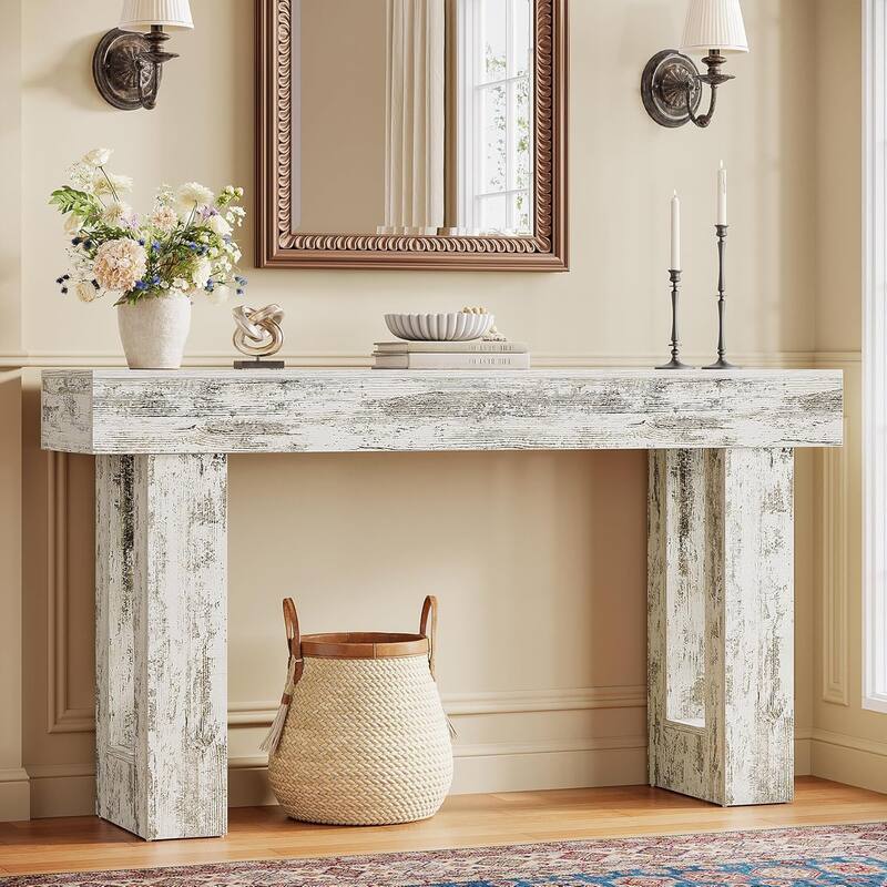 63" Wooden Console Table, Rectangular Sofa Table for Behind Couch, Entryway, HallwayLiving Room