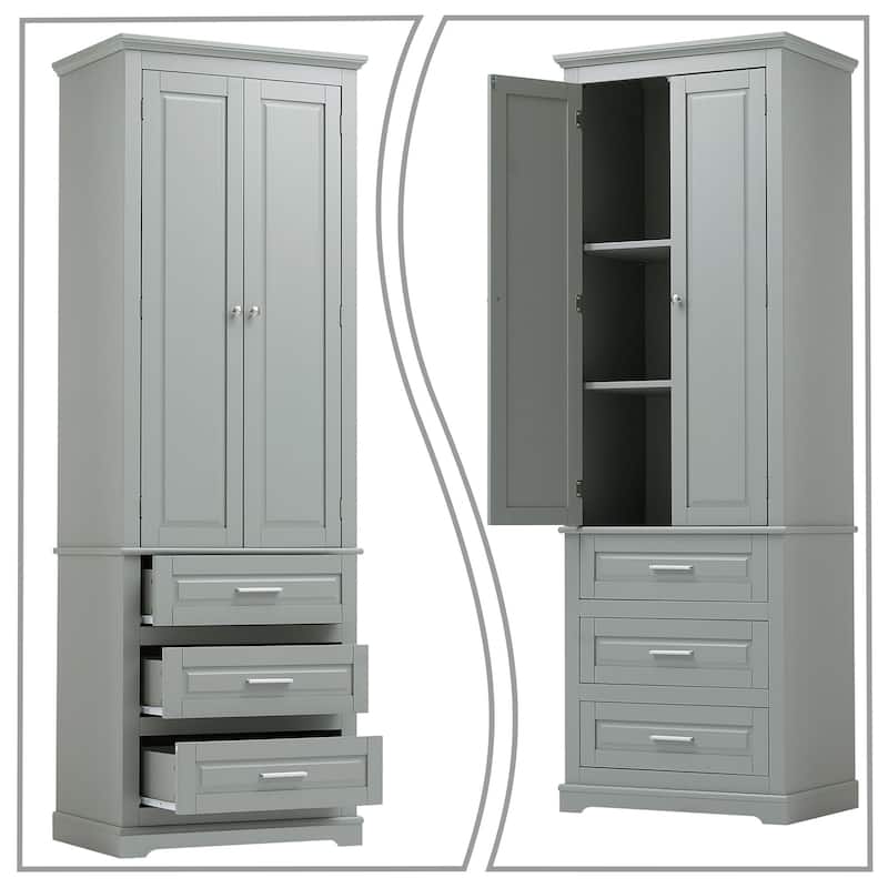 Minimalist Standard Freestanding Bathroom Tall Storage Cabinet with a Cabinet and 3 Drawers