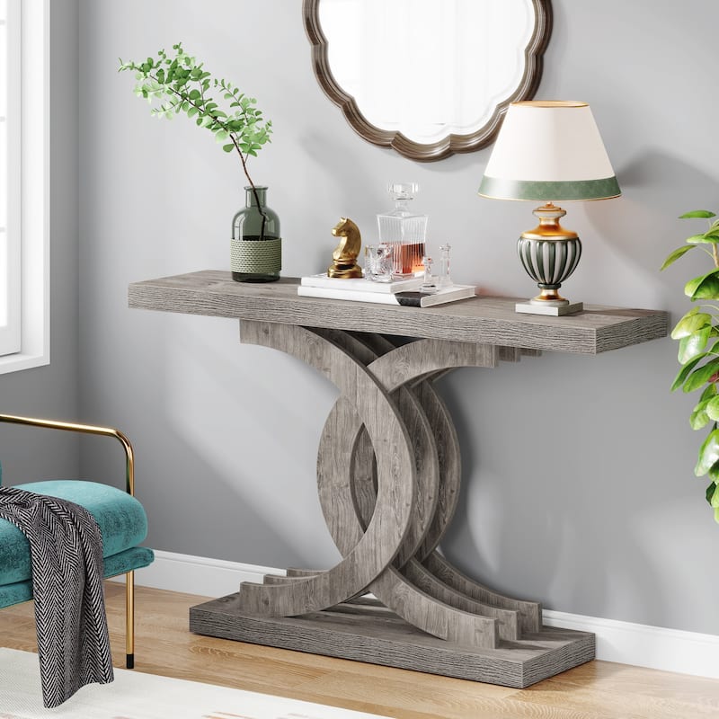 Console Table, Entryway Table with Geometric Legs, Sofa Table - 11.81"D x 39.37"W x 31.49"H