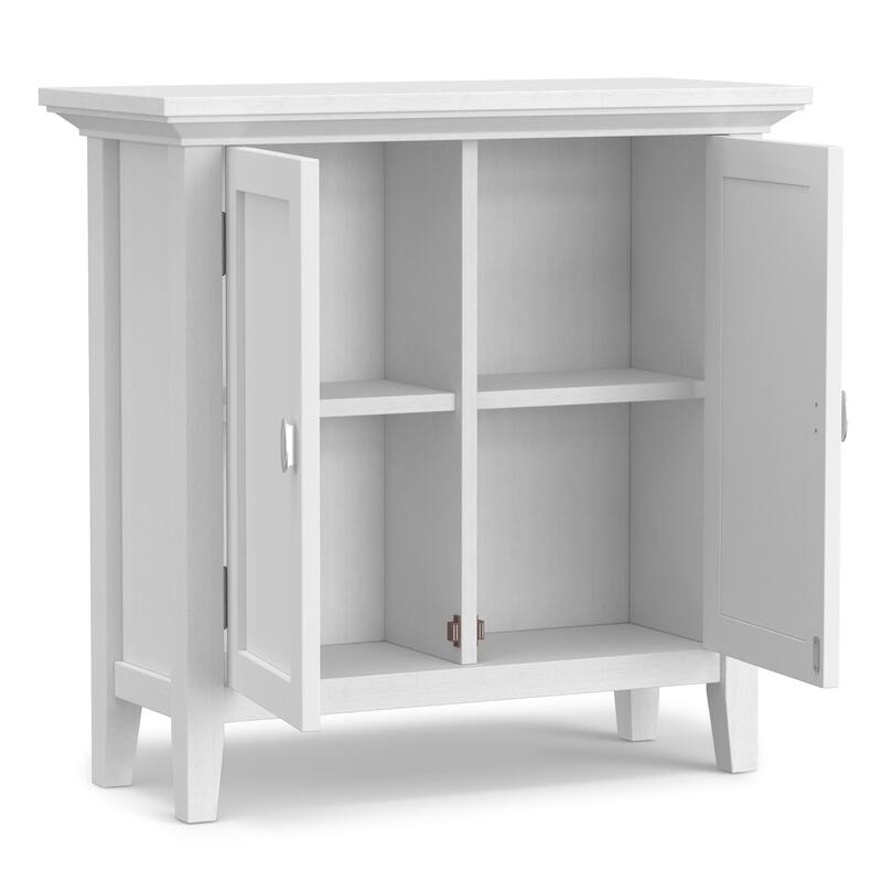 WYNDENHALL Mansfield SOLID WOOD 32 inch Wide Transitional Low Storage Cabinet - 32"w x 14"d x 31"h