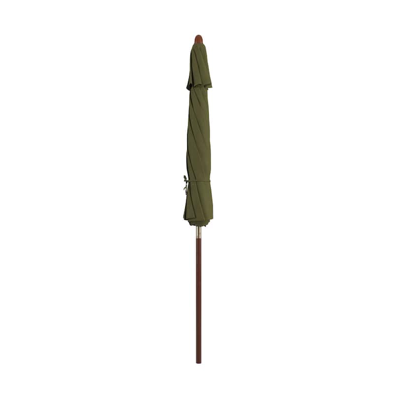 California Umbrella 9ft Marenti Wooden Sunbrella Patio Umbrella with Sunbrella Fabric, Base Not Included