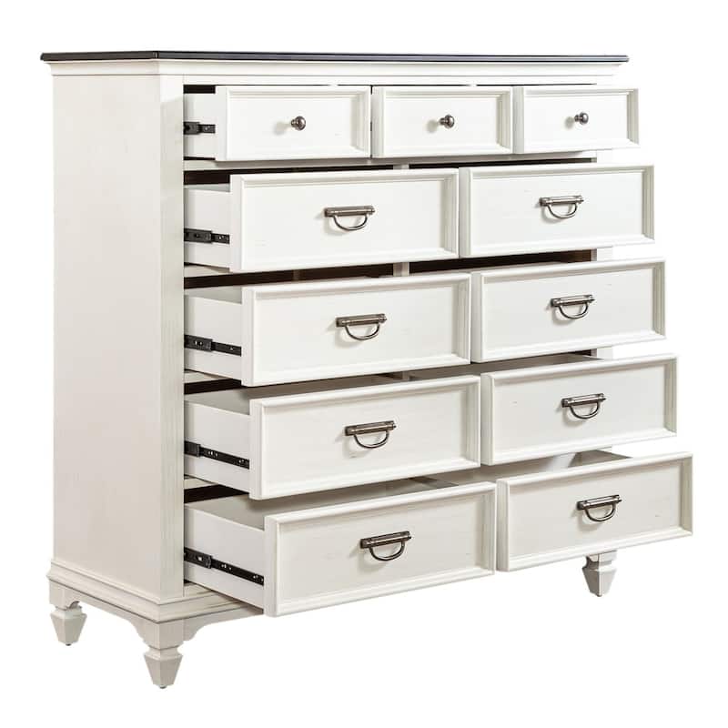 Allyson Park Wirebrushed White Charcoal 11 Drawer Chesser