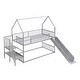 preview thumbnail 8 of 24, Convertible Twin over Twin Metal House Bunk Kids Bed with Slide,Full-length Guardrail and Storage Staircase