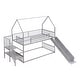 preview thumbnail 8 of 10, Twin Size Metal Bunk Bed House Design with Slide, Staircase, and Storage for Kids, Silver Finish