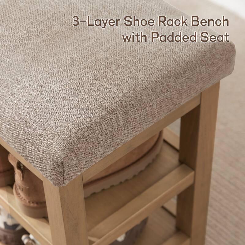 HUIMO Multi-Functional Modern Entryway Double Layer Shoe Bench 39 inch