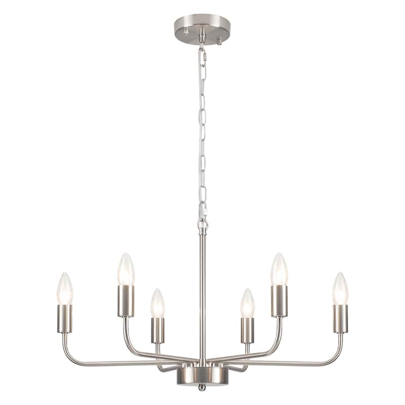 Modern Chandelier, Farmhouse Chandelier, 6-Light Metal Candle Style Chandelier for Dining Room Living Room Bedroom Kitchen