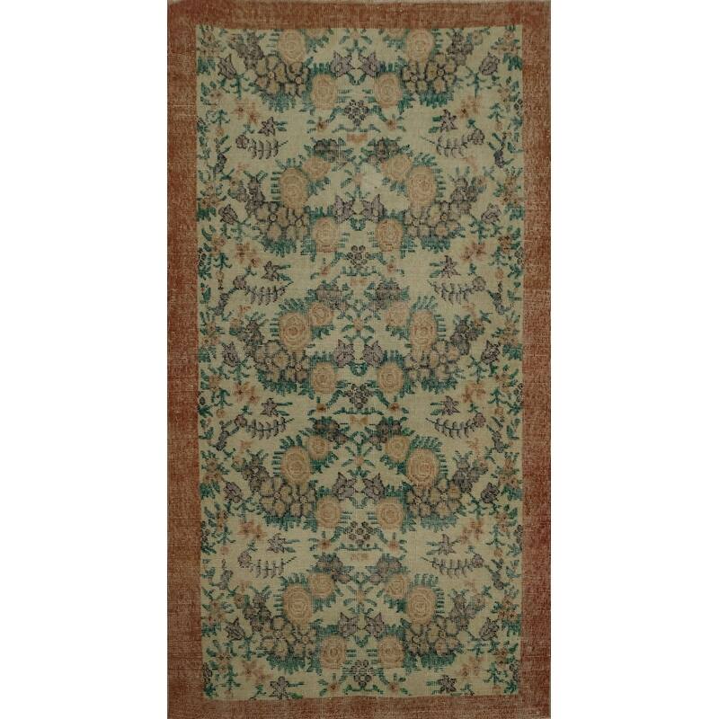 Hand Knotted Oriental 100% Wool Carpet Transitional Floral Beige & Ivories Anatolian Area Rug - 6' 7'' X 3' 10''