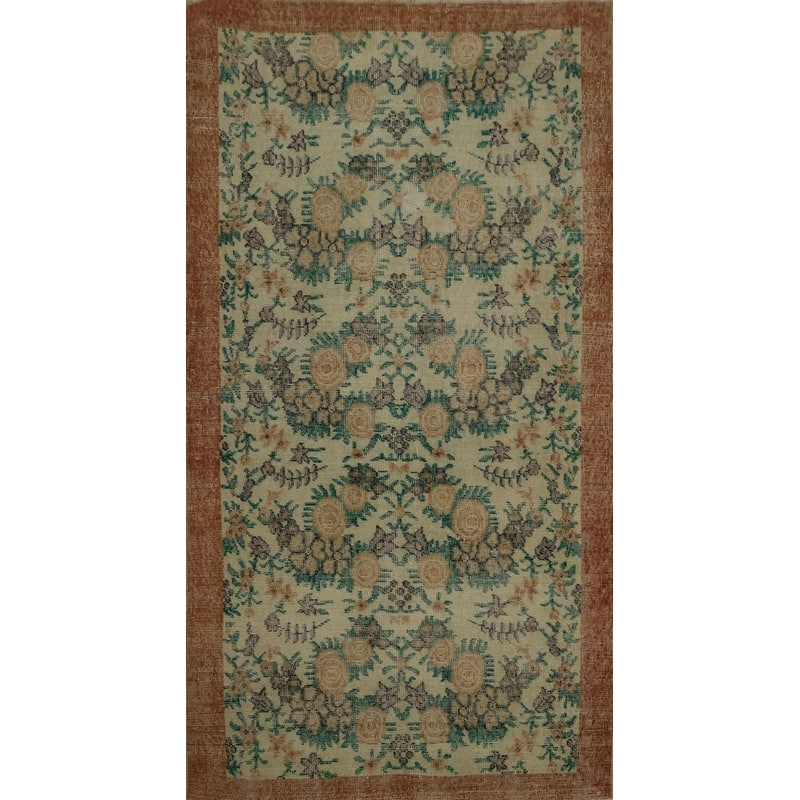 Hand Knotted Oriental 100% Wool Carpet Transitional Floral Beige & Ivories Anatolian Area Rug - 6' 7'' X 3' 10''