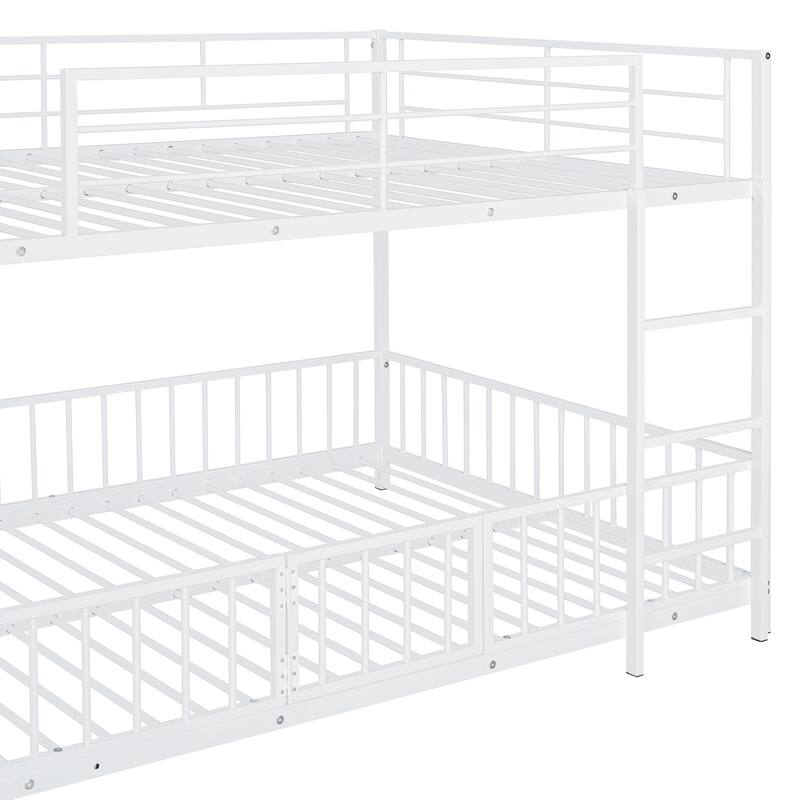 Metal Bunk Bed with Slide and Guardrails for Kids, Boys and Girls, Bedroom