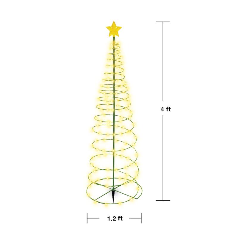 4' Ft Solar Pre-Lit LED Metal Christmas Tree Holiday Light Decoration - 1 or 2 Pack