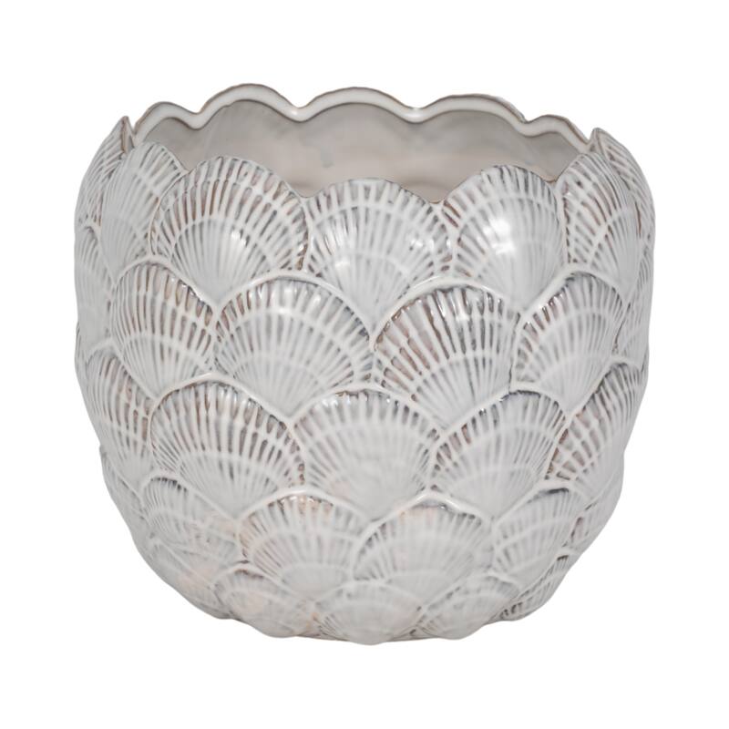 Sagebrook Home White Seashell Planter