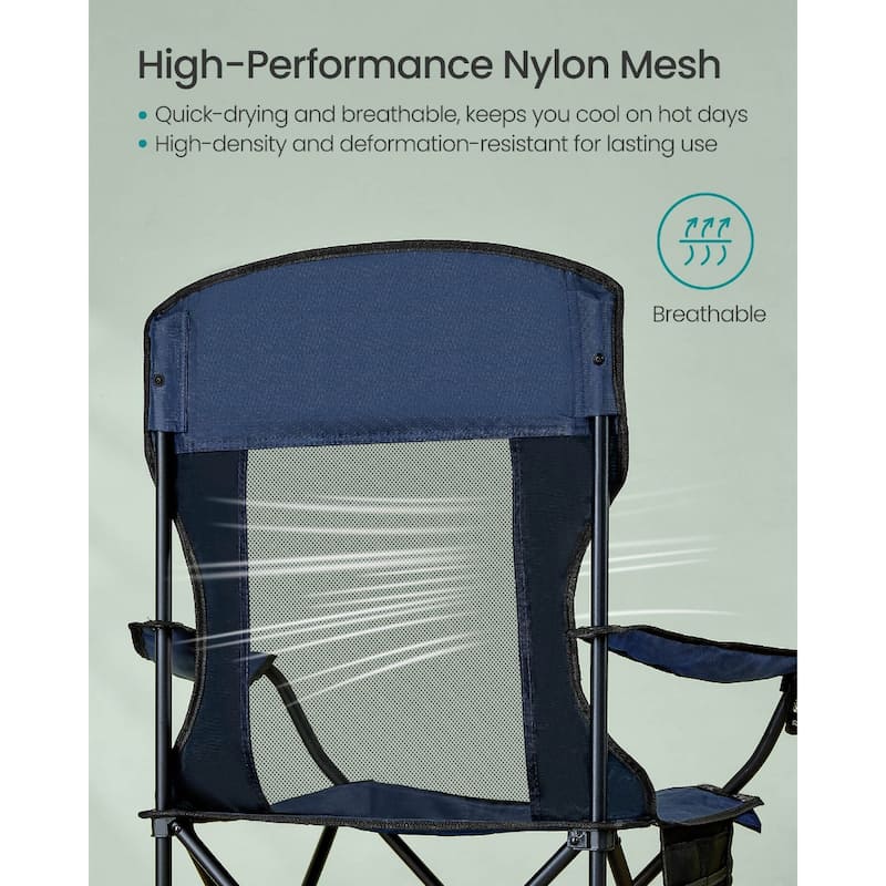 Set of 2 Foldable Camping Chairs with Mesh Back and Cup Holder Include Carry Bag for Outdoor Use - 20.3"D x 34"W x 38.2"H