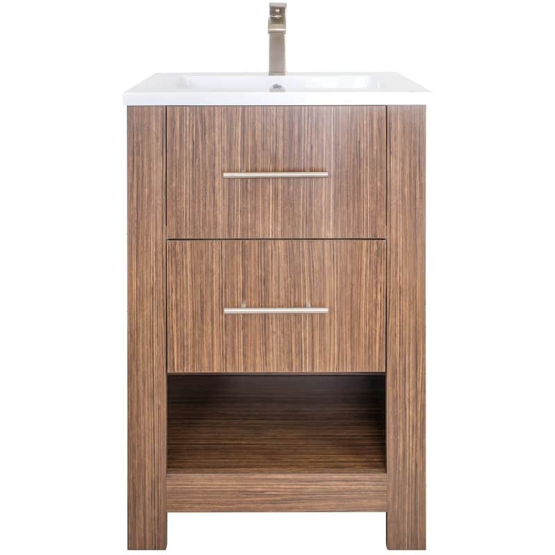 Mulberry 24" Single Sink Freestanding Bathroom Vanity Set - Black Walnut