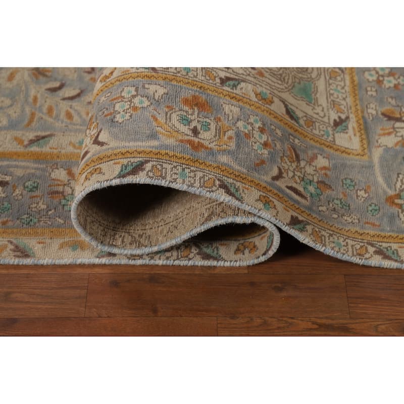 Blue Floral Tabriz Persian Rug Handmade Traditional Wool Carpet - 6'7"x 9'7"