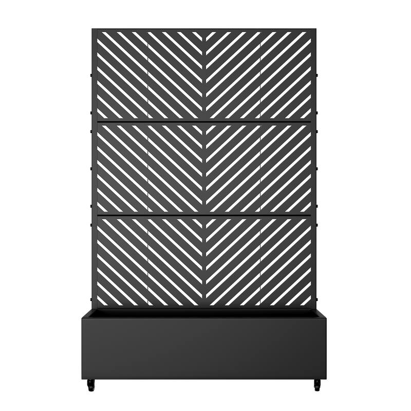 Metal Movable Planter Box with Trellis Privacy Screen Planter Box with Lockable Wheels