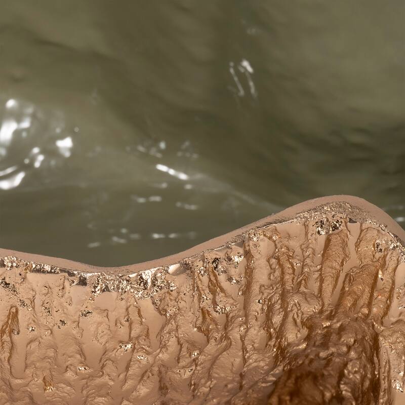 Modern Abstract Metal Decorative Bowl for Home Decor - 15", Gold