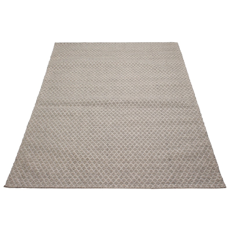 ECARPETGALLERY Hand Tufted Sienna Grey Wool Rug - 6'7 x 9'9