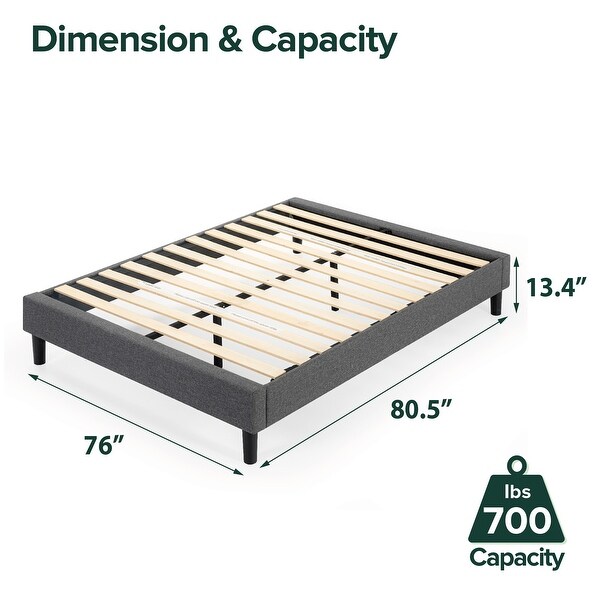 Priage by ZINUS Grey Upholstered Platform Bed Frame On Sale