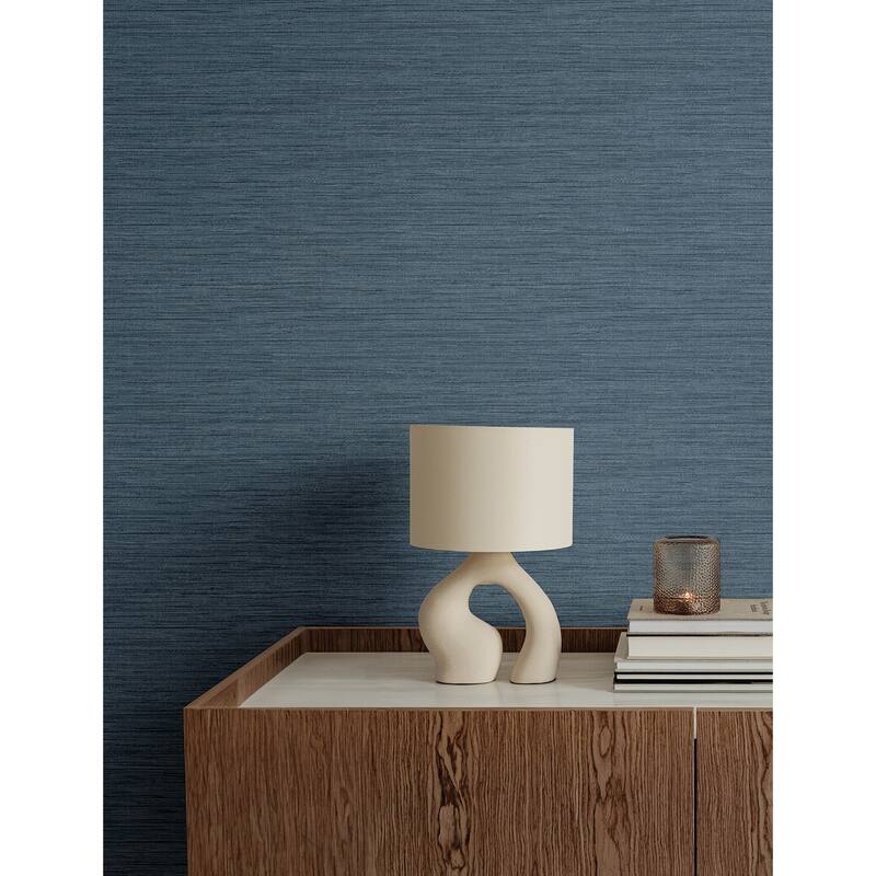 A-Street Prints Sheehan Denim Faux Grasscloth Wallpaper