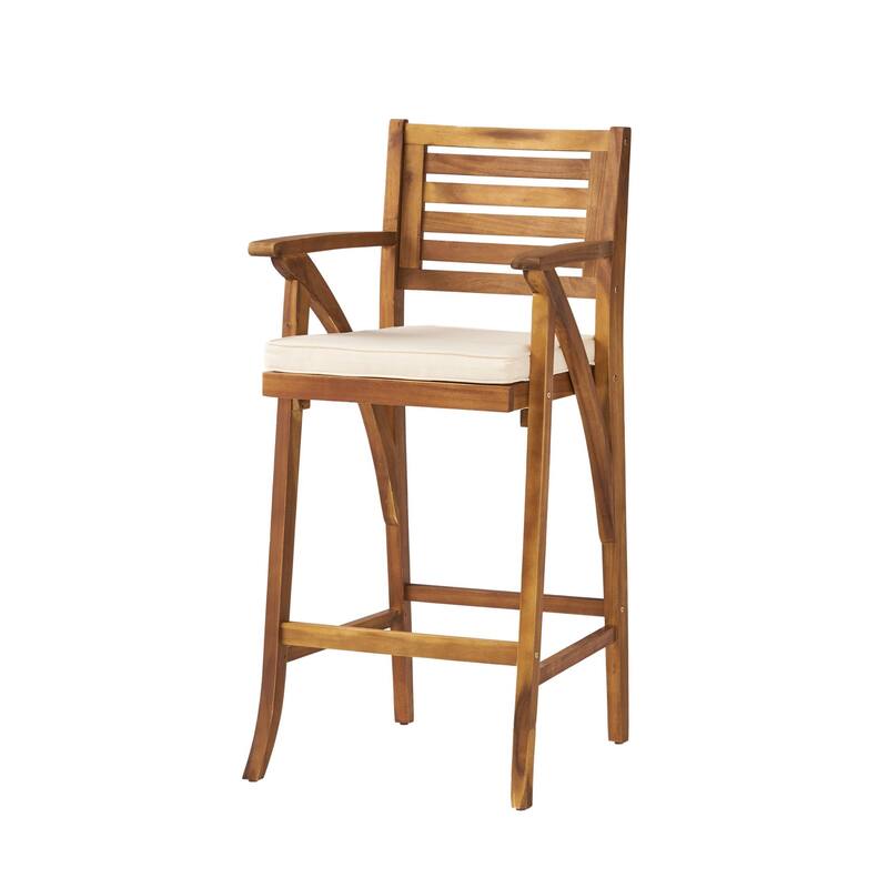 Oaks Aura 30-inch Modern Wood and Metal Patio Stool, Industrial Farmhouse Style Barstools, Set of 2