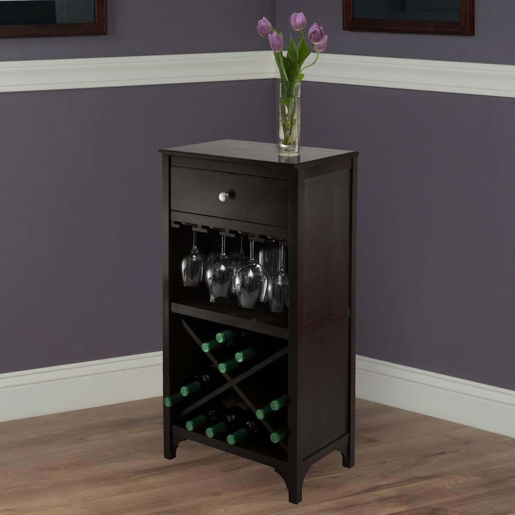 Ancona Wine Cabinet, Espresso - 19.09 x 12.6 x 37.52 inches