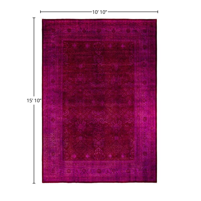 Overdyed, One-of-a-Kind Hand-Knotted Area Rug - Pink - 10' 10" x 15' 10"