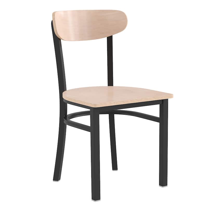 Commercial Metal Dining Chair with Wood Seat and Boomerang Back