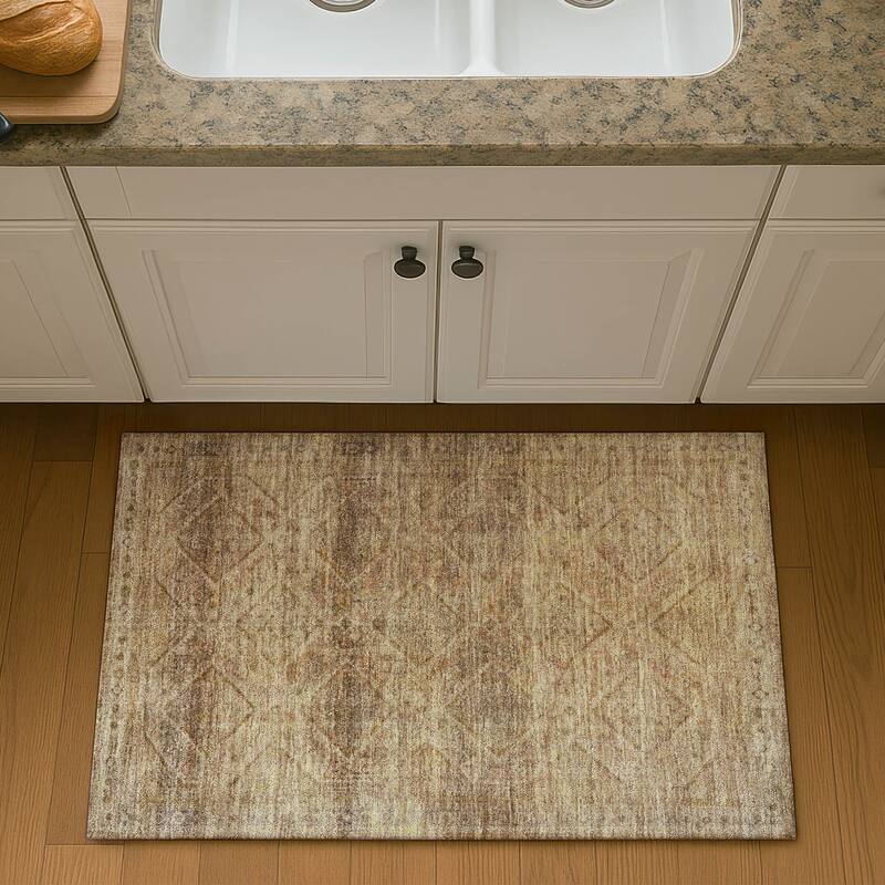 Premium Washable Super Soft Boho Moroccan Mayfield Rug - Khaki - 1'8" x 2'6"