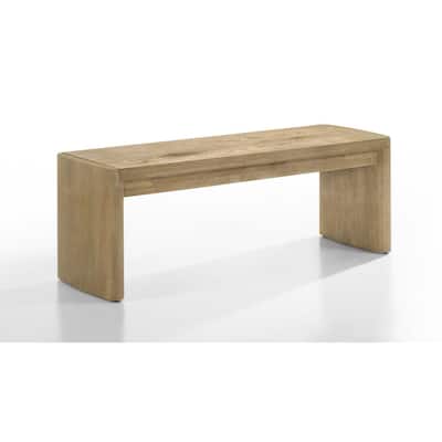 Meni 51 Inch Wide Dining Bench, Panel Legs, Oak Brown Solid Wood