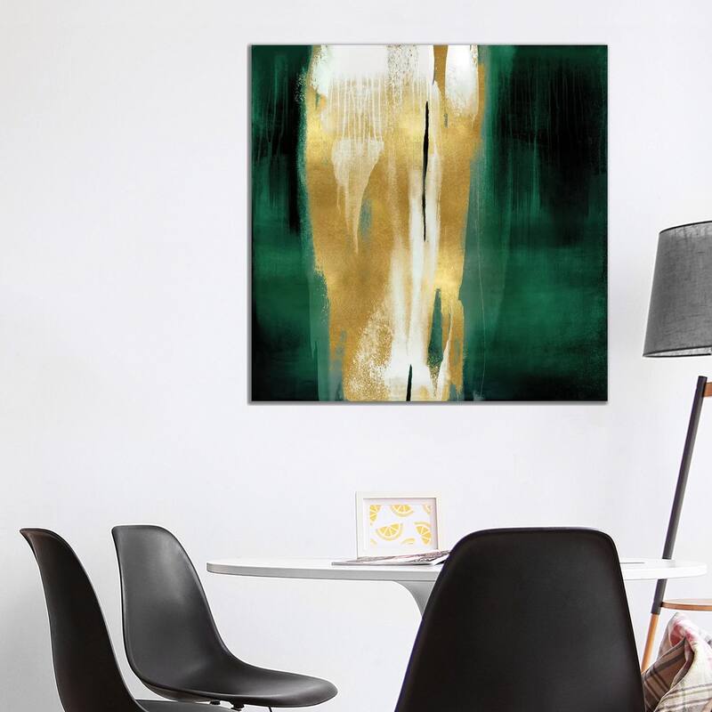 iCanvas "Free Fall Emerald with Gold I" by Christine Wright Canvas Print - 37x37x1.5