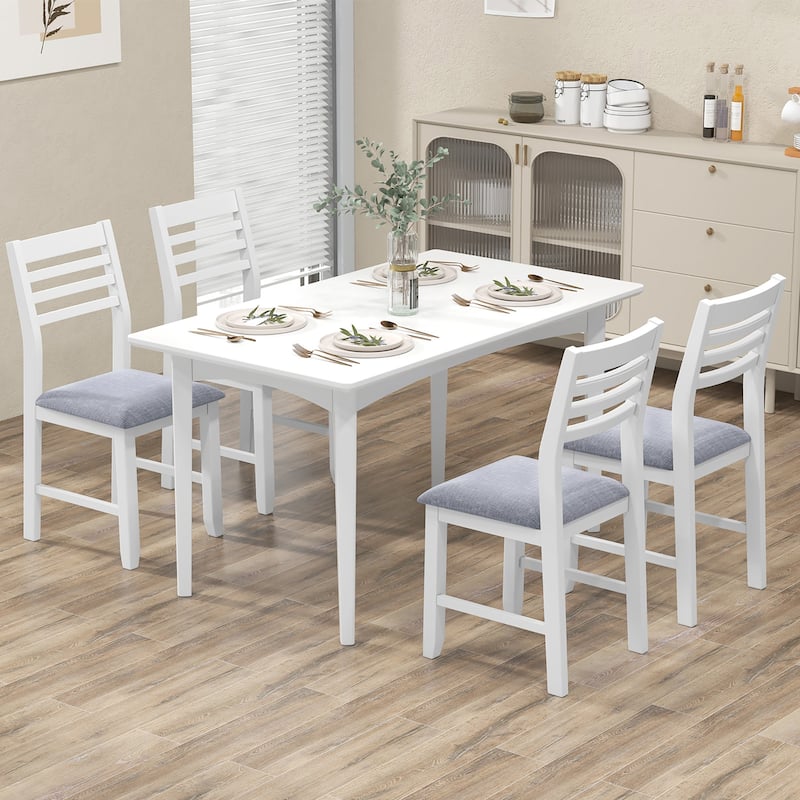 Gymax Wooden Dining Chair Set of 4 Kitchen Side Chairs w/ Rubber Wood