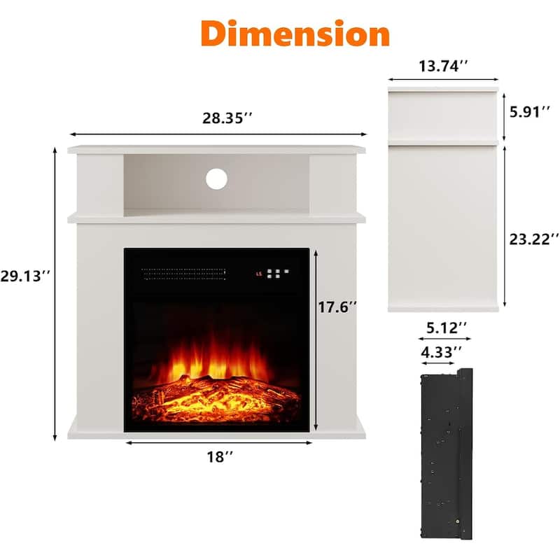 BOSSIN 43" Electric Fireplace with Mantel, 23 inch Electric Fireplace Insert,Freestanding TV Stand with Fireplace Wooden Firebox