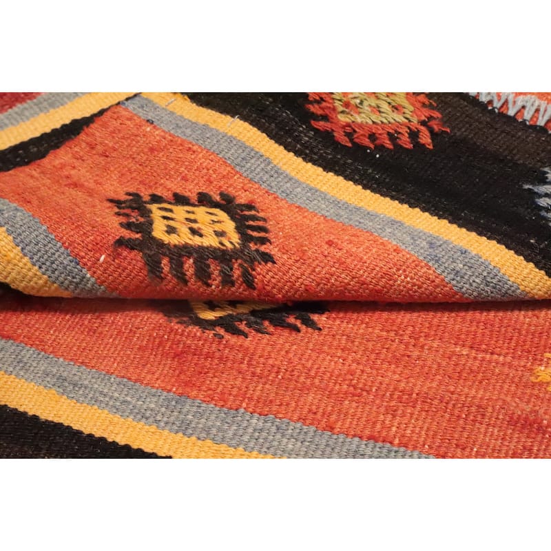 Hand Woven Oriental 100% Wool Carpet Southwestern Tribal Multi-Colored Kilim Area Rug - 9' 4'' X 5' 6''