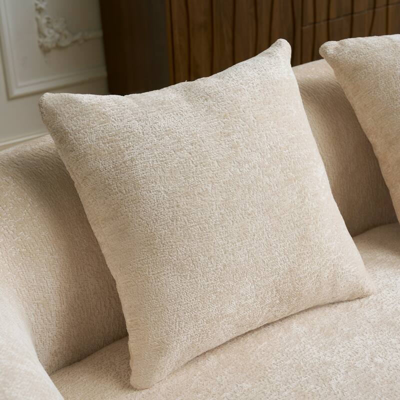 Full Compression L-Shape Sectional Sofa with Curved Chaise, Modular Chenille Couch, Compression Sofa