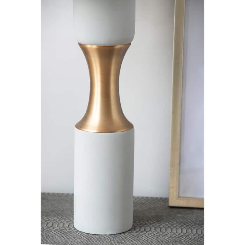 15x15x30" Cement With Metal Table Lamp