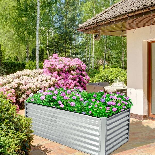2 Pack Galvanized Raised Garden Beds - 4x2x2ft, Beige