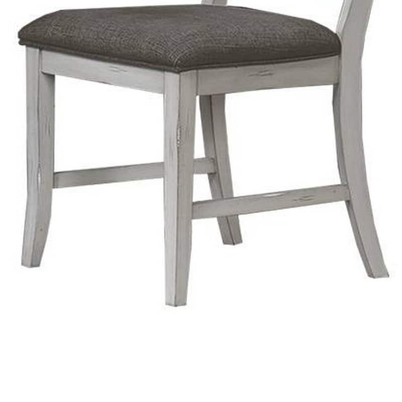 White/Gray Fabric Upholstered Wood Frame Dining Chair, Sturdy Dining Chair for Dining Rooms - 21.75