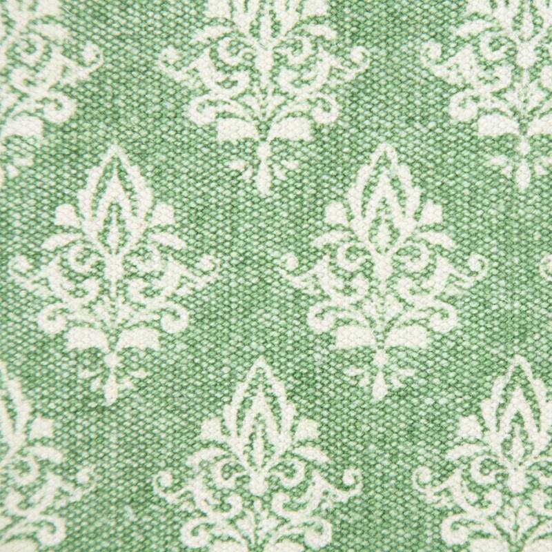 Handwoven Damask Square Throw Pillows - 20" - Meadow Green and White - Set of 2