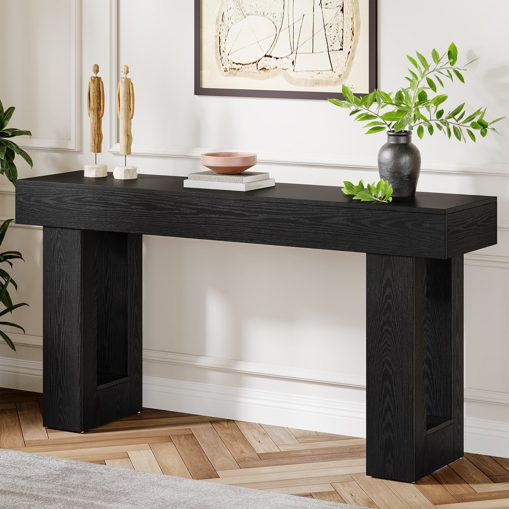 63-Inch Farmhouse Wooden Sofa Console Entryway Table for Living Room