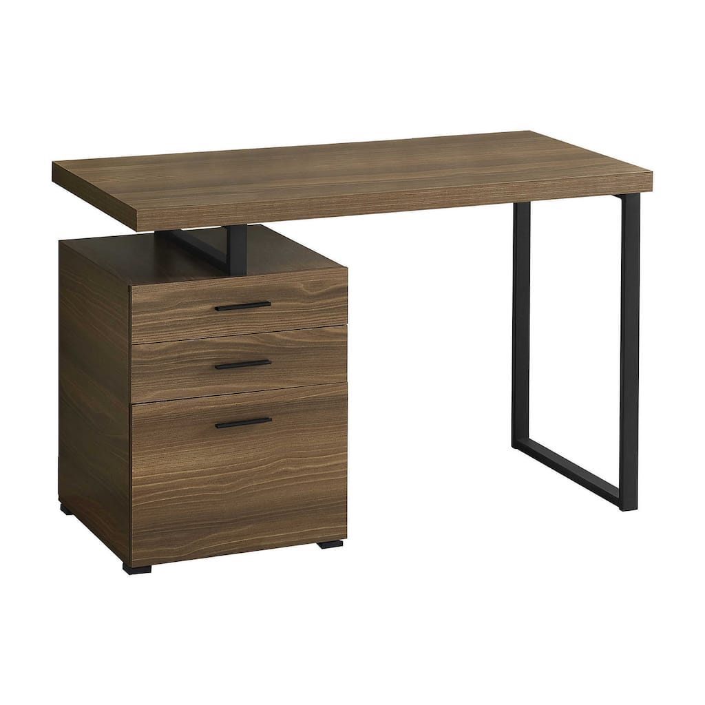 Contemporary Computer Desk with Closed Storage, File Drawer, and Reversible Design for Home or Office Use