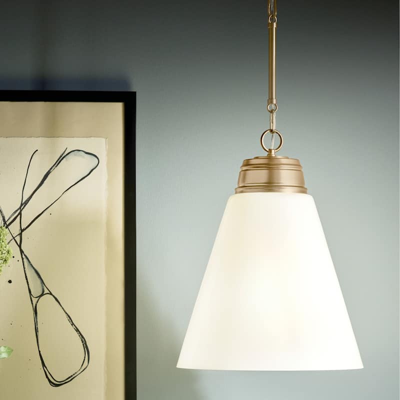 Kichler Lighting Marsailli 19.75" 1-Light Large Pendant with Opal Glass in Champagne Bronze - 15.75