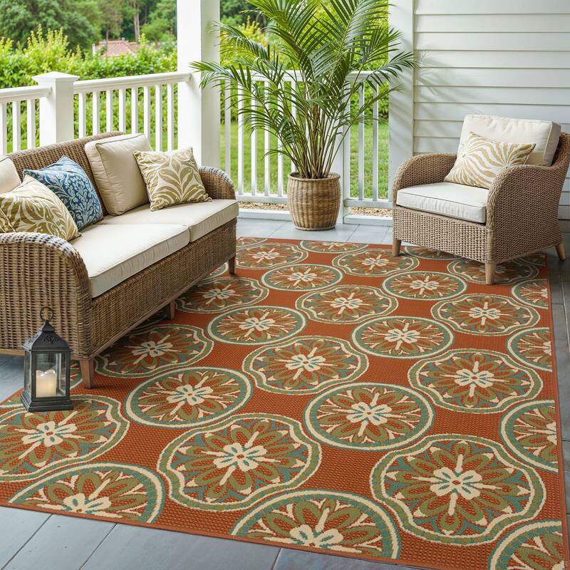 Vista Home Malta Floral Lattice Indoor-Outdoor Area Rug