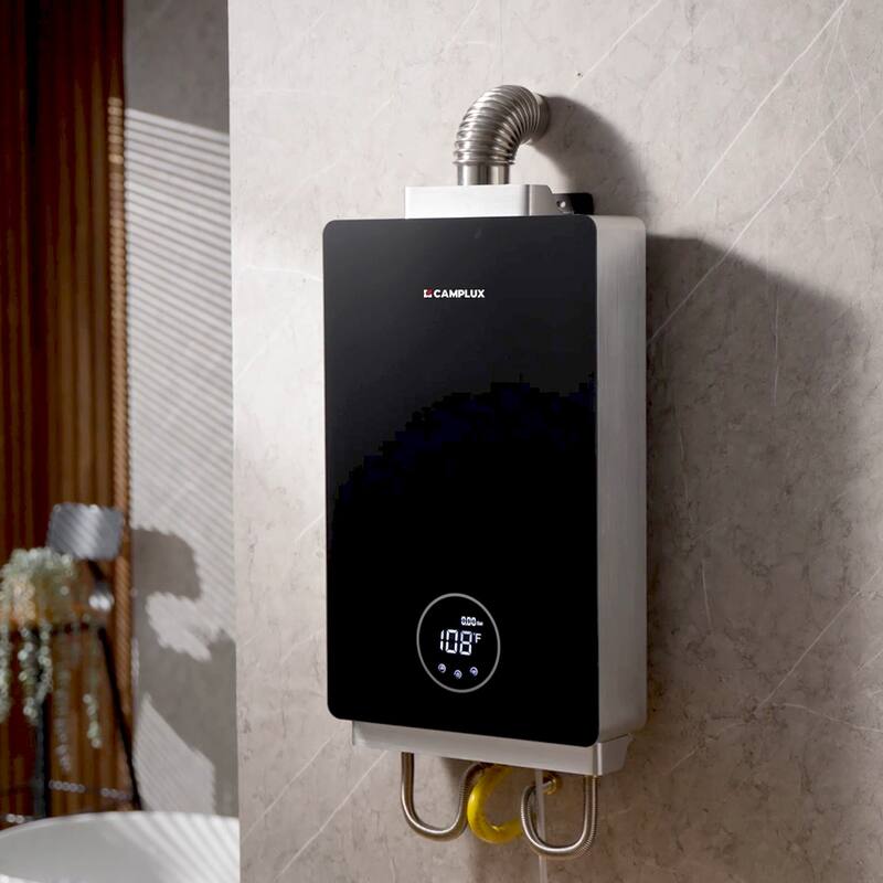 CAMPLUX 3.18 GPM 82,000 BTU Indoor Natural Tankless Water Heater with Data Display, Black