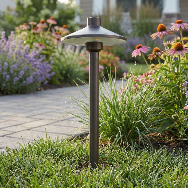 18" Antique Brass Outdoor Path Light Wide-Brim Dark Sky Landscape Lighting (G4 Bulb Compatible) - Antique Brass